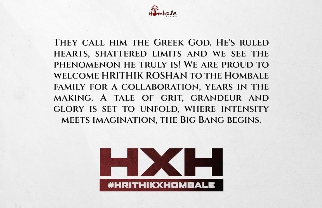 Hrithik Roshan To Collaborate With Hombale Films TaazaDaily365 Entertainment