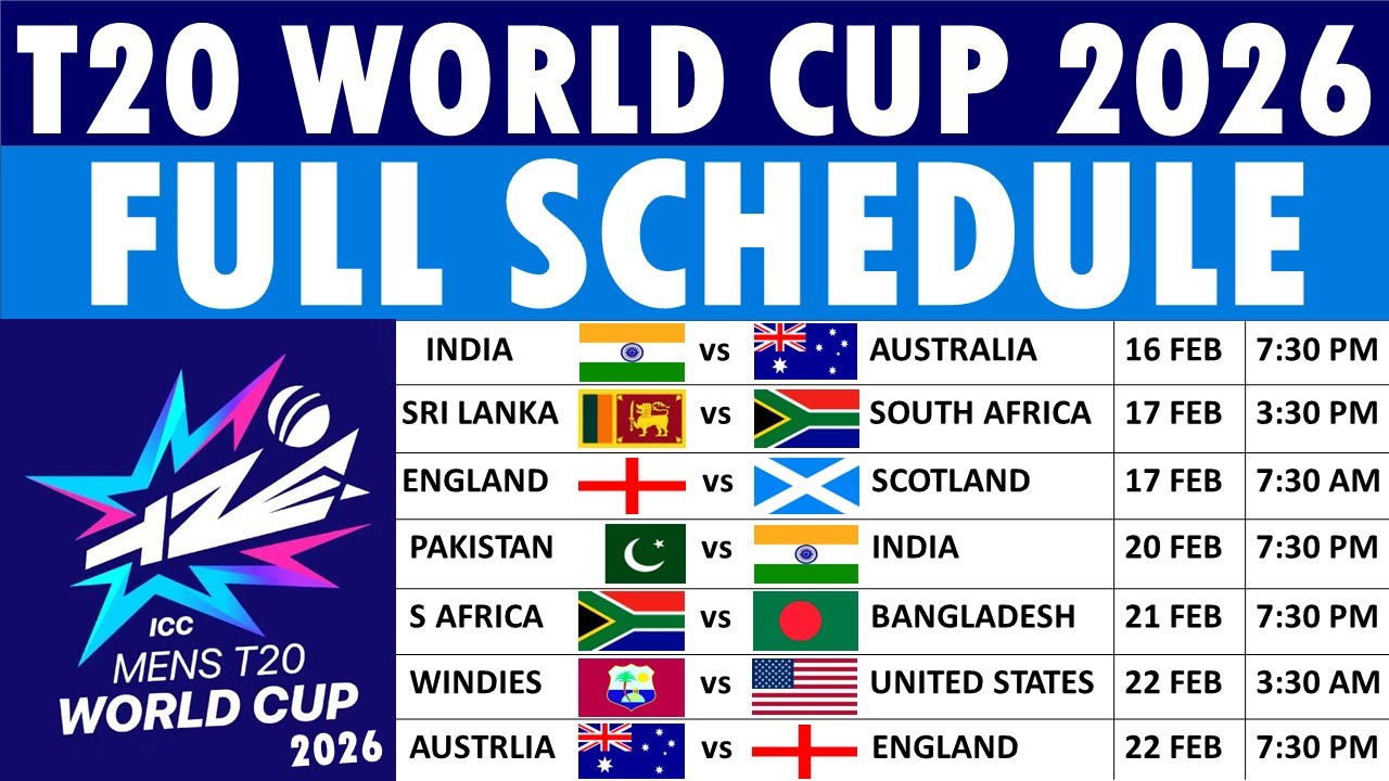 T20 Worldcup 2026 Schedule TaazaDaily365